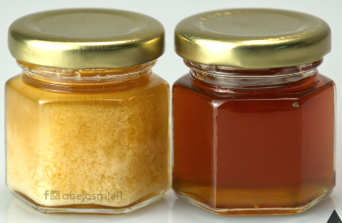 Miel líquida y miel cristalizada de forma natural